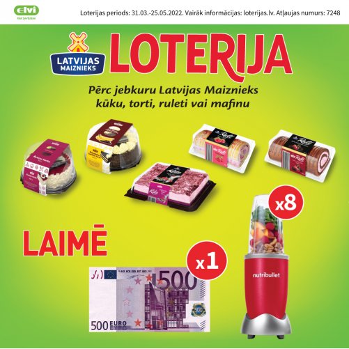 !NOSLĒGUSIES! Kūkas, tortes, ruletes, mafini! Produktu loterija ELVI veikalos