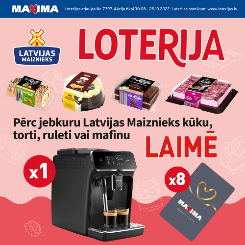 Лотерея в магазинах MAXIMA - кондитерские изделия от Latvijas Maiznieks