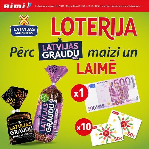  LATVIJAS GRAUDU bread lottery in RIMI stores