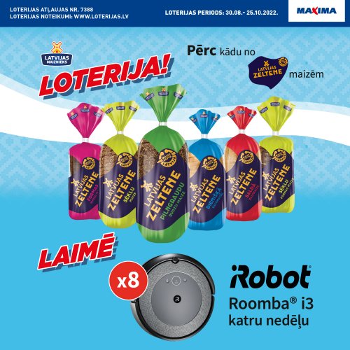 Pērc kādu no LATVIJAS ZELTENE maizēm! Produktu loterija MAXIMA veikalos