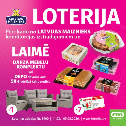 Kūkas, tortes, ruletes! produktu loterijas ELVI veikalos