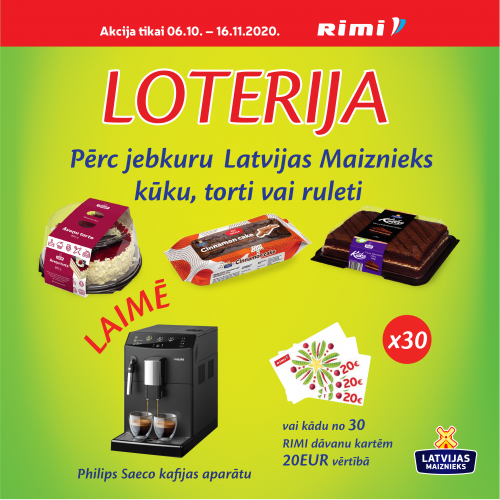 !NOSLĒGUSIES! LOTERIJA - PĒRC KŪKU, TORTI VAI RULETI RIMI VEIKALOS UN LAIMĒ!