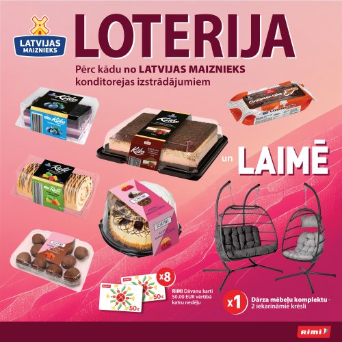 Kūkas, tortes, ruletes! loterija Rimi veikalos