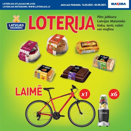 !NOSLĒGUSIES! Kūkas, tortes, ruletes, mafini! Produktu loterija Maxima veikalos