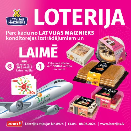Kūkas, tortes, ruletes! loterija Rimi veikalos