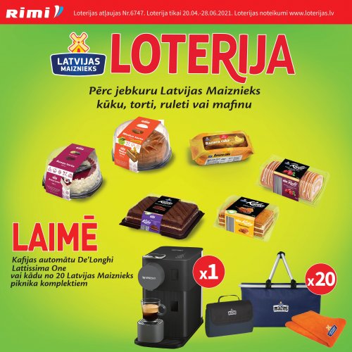 !NOSLĒGUSIES! Kūkas, tortes, ruletes, mafini! Produktu loterija Rimi veikalos