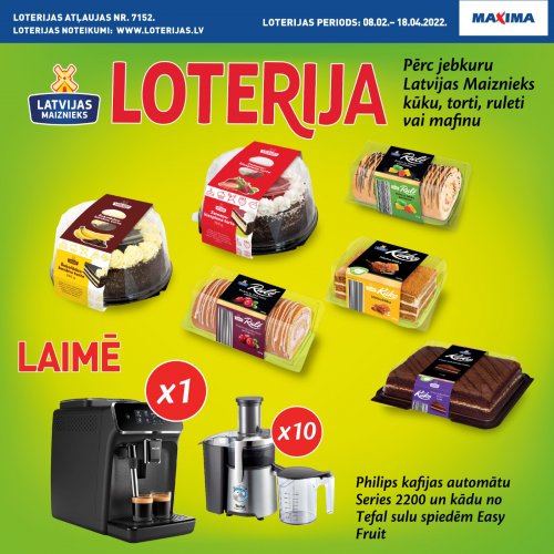 Лотерея в магазинах MAXIMA - кондитерские изделия от Latvijas Maiznieks