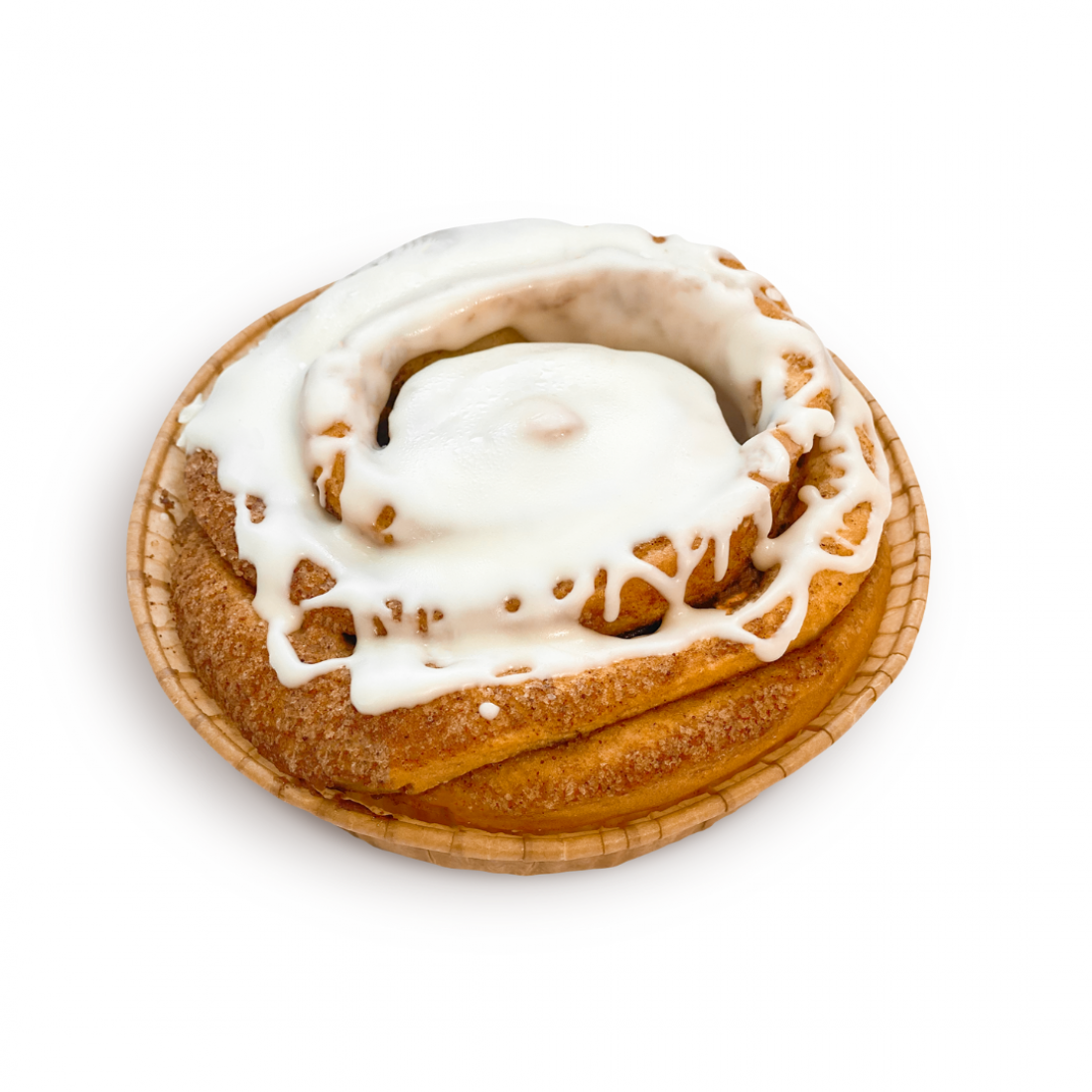 Cinnabon maizīte baltajā glazūrā