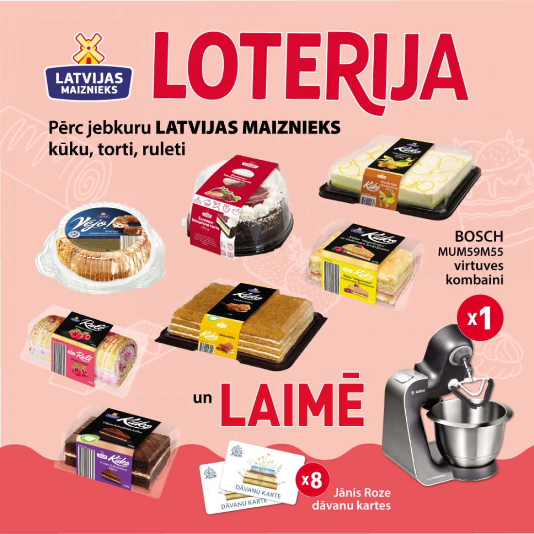 “KŪKAS, TORTES, RULETES!” PRODUKTU LOTERIJA ELVI VEIKALOS 07.09.-01.11.2023.