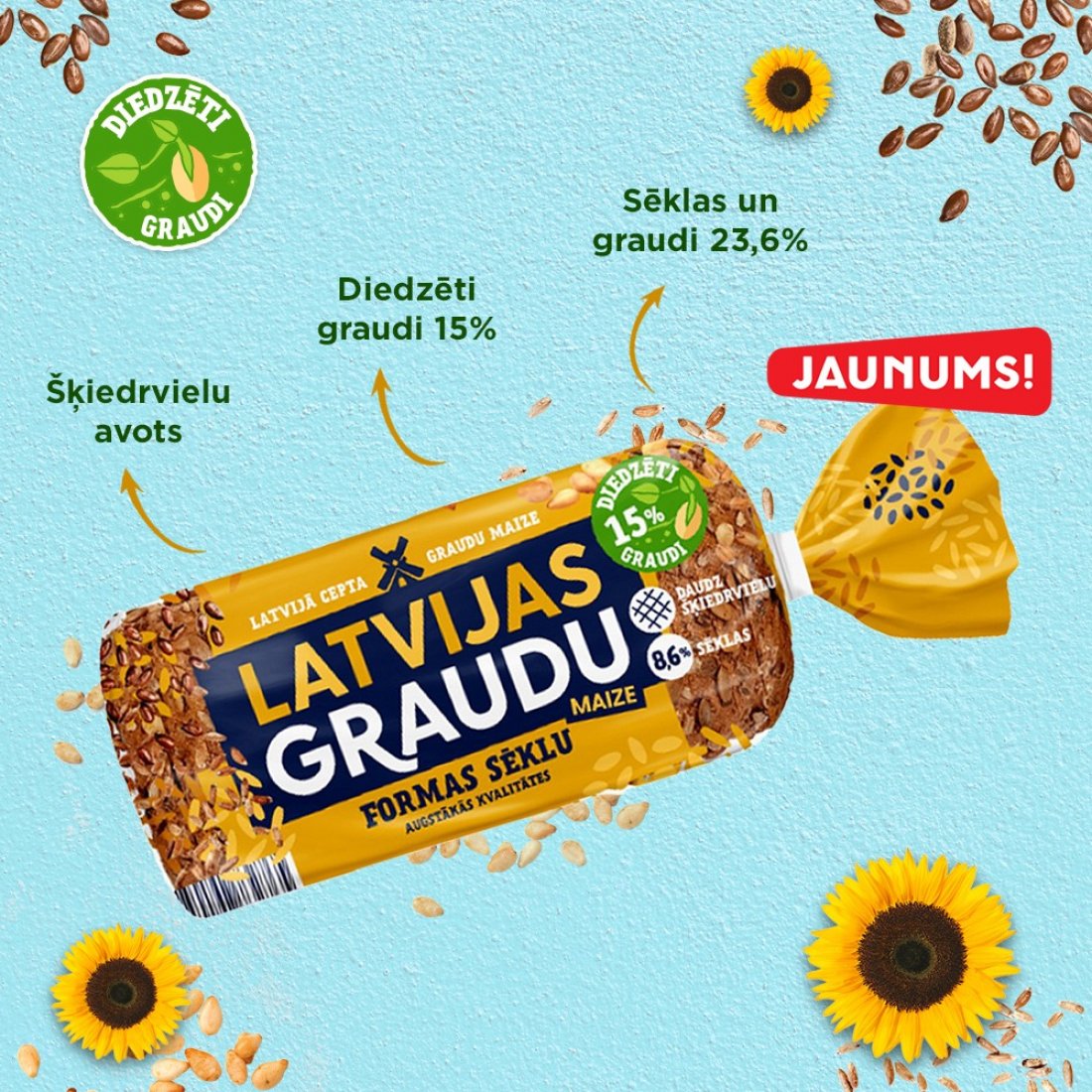 JAUNUMS! Latvijas Graudu formas sēklu maize