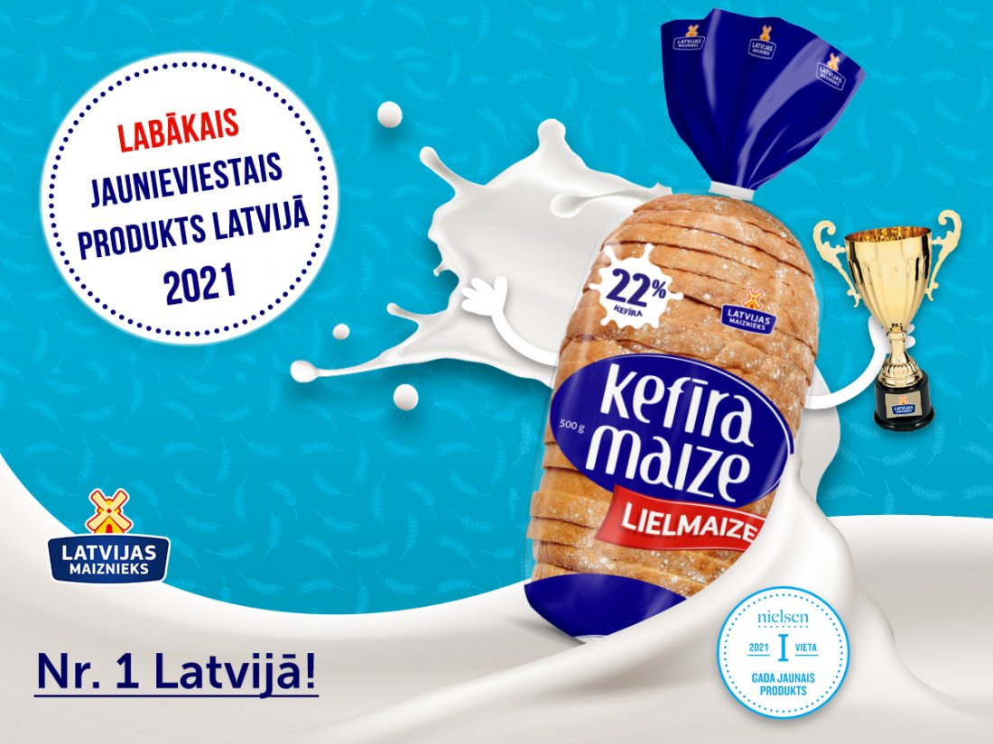 PAR LATVIJAS LABĀKO JAUNIEVIESTO PRODUKTU 2021. GADĀ ATZĪTA “LIELMAIZE” KEFĪRA MAIZE