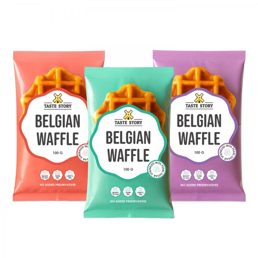 Belgian waffle in colorful packaging