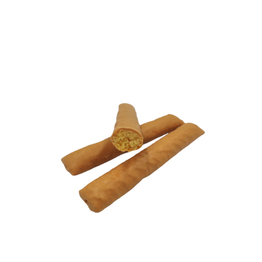 Corn sticks in caramel flavor glaze