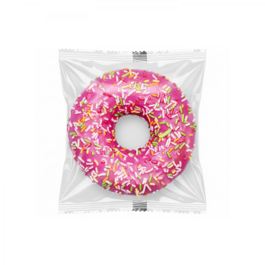 Strawberry-flavoured donut