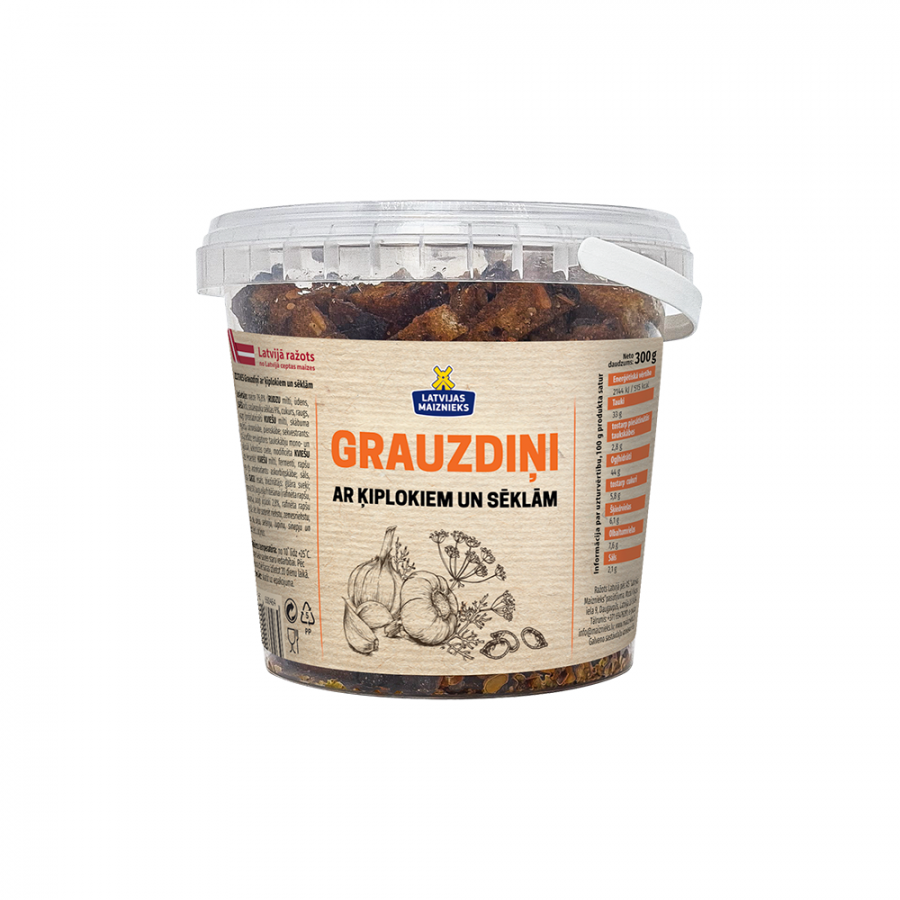 Bread crisps with garlic and seeds